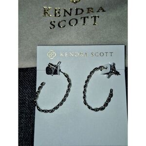 Kendra Scott Grier Curb Link Hoops Silver Tone Rhodium Plate Over Brass NWT